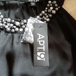 Womens XL NWT  Halter black pearls top